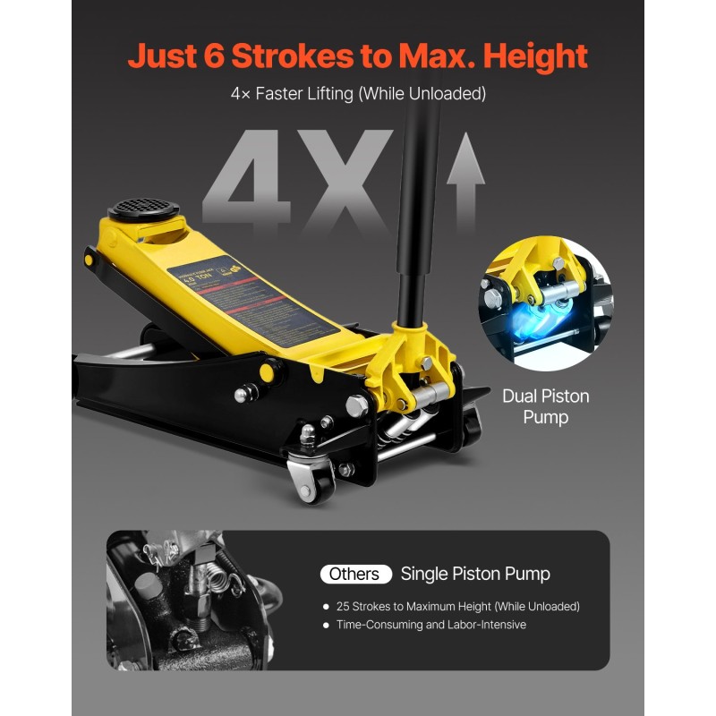 Hallitunkki teräs 4 tonnia matalaprofiilinen hydraulinen kaksoismäntäinen pikanostopumppu nostokorkeus 100–533 mm