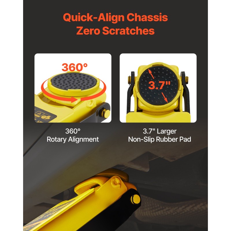 Matalaprofiilinen teräksinen hallitunkki 3 tonnia kaksimäntäinen hydraulipumppu nostokorkeus 75–495 mm laakeripyörillä