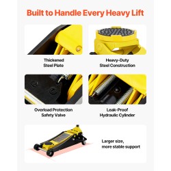 Matalaprofiilinen teräksinen hallitunkki 3 tonnia kaksimäntäinen hydraulipumppu nostokorkeus 75–495 mm laakeripyörillä