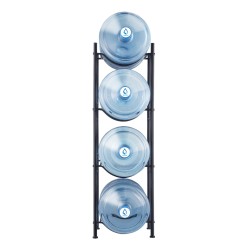 Rautainen yksirivinen nelitasoinen vesisäiliöteline neljälle pullolle musta