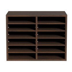 Kirjelaatikosto 12 lokeroa säädettävät hyllyt P2 luokan lastulevy MDF 520x305x410 mm