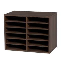 Kirjelaatikosto 12 lokeroa säädettävät hyllyt P2-luokan lastulevy MDF 520x305x410 mm