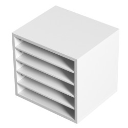 Kirjelaatikko 5 lokeroa P2-luokan lastulevy ja MDF säädettävät hyllyt valkoinen 355x305x330 mm