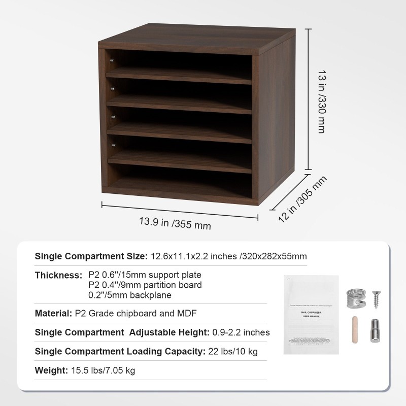 Puinen postilokerikko 5-osainen P2-luokan lastulevy ja MDF 355x305x330 mm ruskea