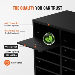 Puinen asiakirjalokerikko 24 lokeroa P2-luokan lastulevy musta säädettävät irrotettavat hyllyt