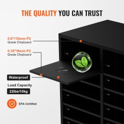 Puutuinen 36 lokeroinen postilokerikko säädettävillä irrotettavilla hyllyillä musta