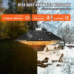 Kattokiinnitteinen infrapunalämmitin 2000W IP34 halogeeniputkilla sisä- ja ulkokäyttöön säädettävällä ketjulla vetonarulla