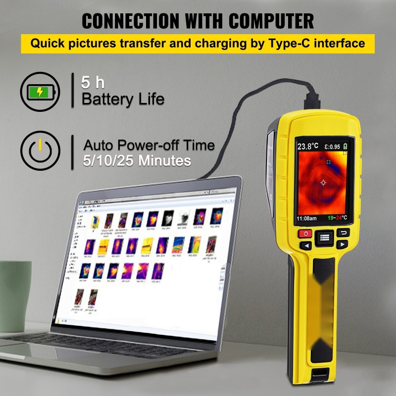 Kädessä pidettävä lämpökamera 60x60 3600 pikselin 2,8 tuuman värinäyttö 0,15 asteen lämpöherkkyys
