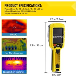 Kädessä pidettävä lämpökamera 60x60 3600 pikselin 2,8 tuuman värinäyttö 0,15 asteen lämpöherkkyys
