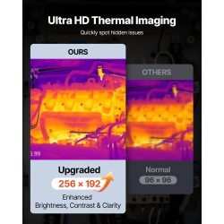 Kädessä pidettävä lämpökamera 256x192 infrapunatarkkuus 2 megapikselin näkyvä kamera 3,5 tuuman kosketusnäyttö