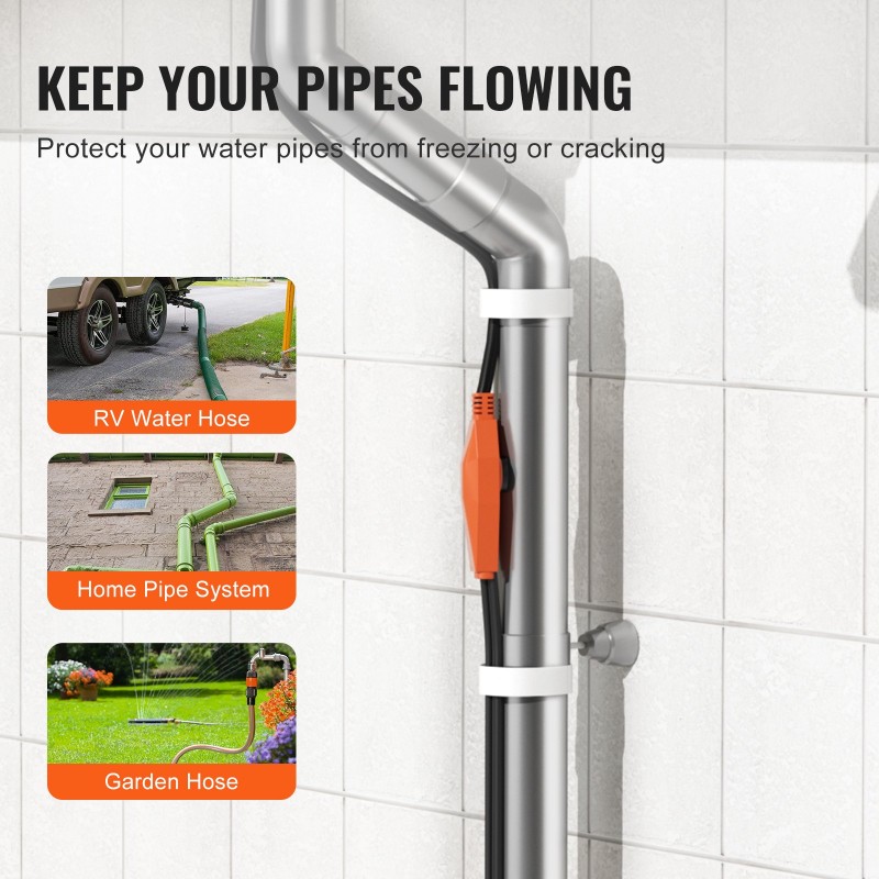 Putken lämmityskaapeli 9 m 23W/m sisäänrakennetulla termostaatilla PVC metalli muoviputkille