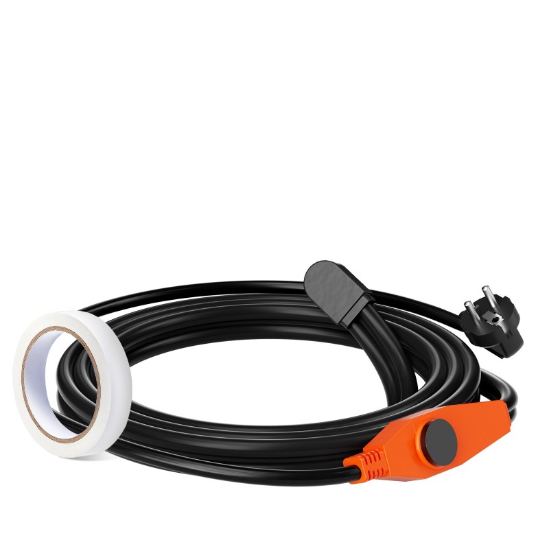 Putkilämmityskaapeli 2 m 23 W/m sisäänrakennetulla termostaatilla PVC metalli ja muoviputkille