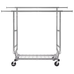 Hiiliteräs vaateräkki kahdella vaatetangolla säädettävällä korkeudella jatkettavalla pituudella alahyllyllä 272 kg