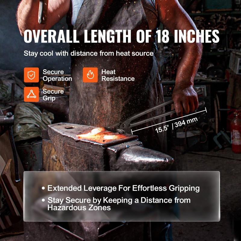 Sepänpihdit hiiliteräksestä 458 mm pitkät hevosenkengille sudenleuat A3 teräsniitit