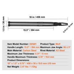 Sepänpihdit hiiliteräksestä 458 mm pitkät hevosenkengille sudenleuat A3 teräsniitit