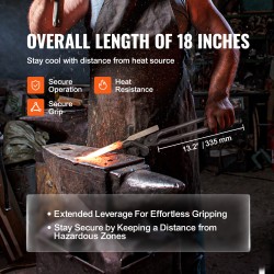 Sepänpihdit hiiliteräksiset 463 mm Z-muotoisilla V-leuoilla A3-teräsniitit