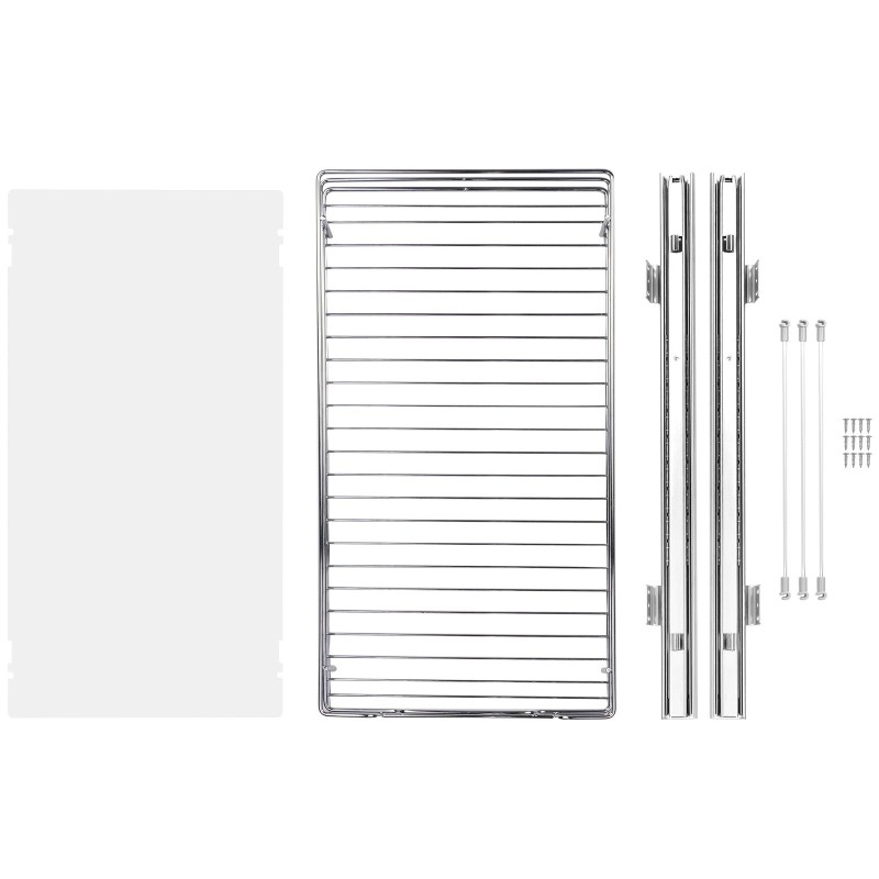 Ulosvedettävä teräskori kromattu teräs asennuskoko 340 x 563 x 185 mm