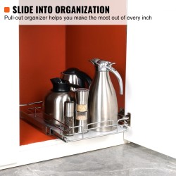 Ulosvedettävä kaappikori kromattu teräs asennuskoko 419x317.5x89 mm keittiöön 13 kg kantavuus