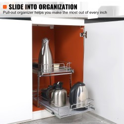 Ulosvedettävä kaapinhylly kaksitasoinen kromipinnoitettu teräs asennuskoko 385x569x483 mm