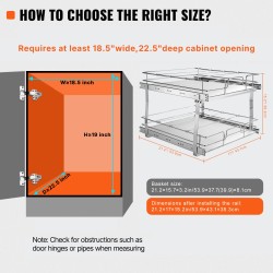 Ulosvedettävä 2-tasoinen kaapinjärjestäjä kromipäällysteisestä teräksestä keittiöön 461×569×483 mm