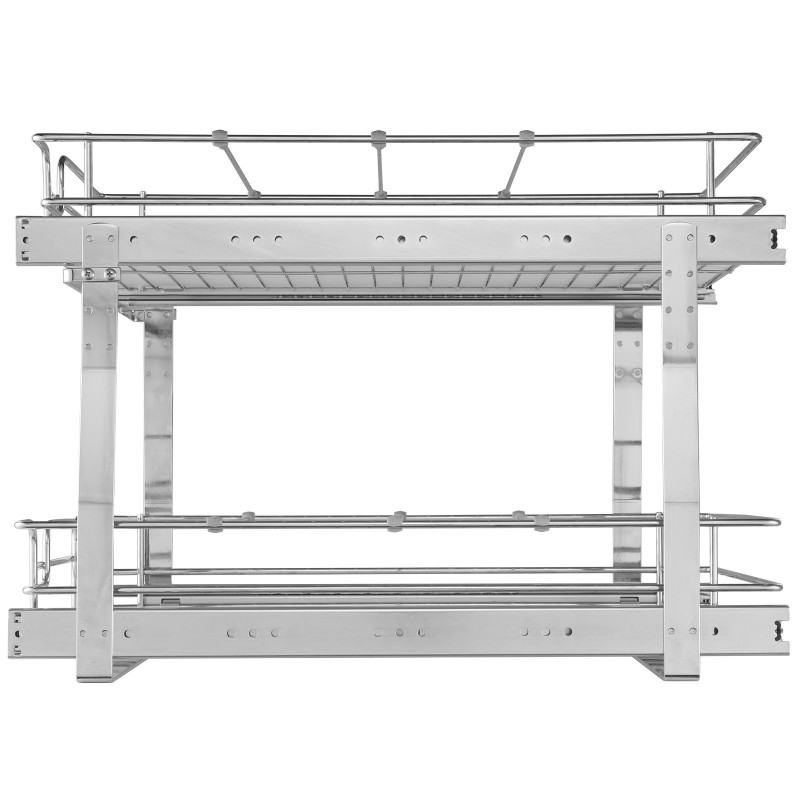 Ulosvedettävä 2-tasoinen kaapinjärjestäjä kromipäällysteisestä teräksestä keittiöön 461×569×483 mm