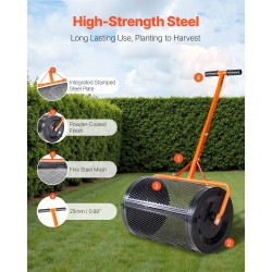 Kompostinlevitin 24 tuuman jauhemaalatulla teräsrungolla säädettävällä T-kahvalla nurmikolle