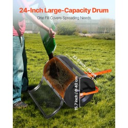 Kompostinlevitin 24 tuuman jauhemaalatulla teräsrungolla säädettävällä T-kahvalla nurmikolle