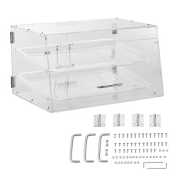 Leivosvitriini akryyli 2-tasoinen työpöydälle irrotettavat tarjottimet 52,6×33,5×30,2 cm