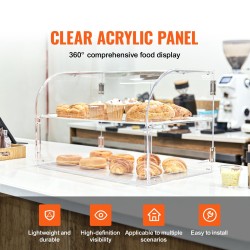 Akryylinen kaksitasoinen leivonnaisten esillepanokaappi 56×36×36 cm irrotettavilla hyllyillä
