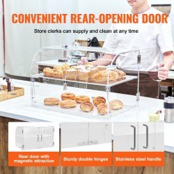 Akryylinen kaksitasoinen leivonnaisten esillepanokaappi 56×36×36 cm irrotettavilla hyllyillä