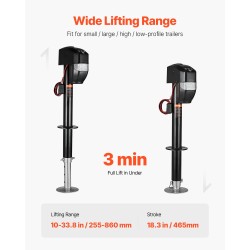 Sähköinen perävaunutunkki hiiliteräs 2267 kg kantavuus 255–860 mm nostoalue 12 V moottori