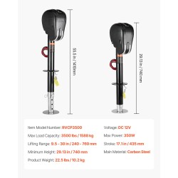 Sähköinen perävaunun nokkatunkki hiiliteräs 1588 kilogrammaa nostokorkeus 240–760 millimetriä