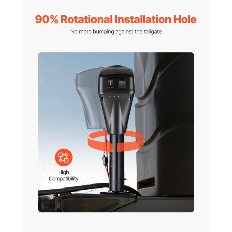 Sähkökäyttöinen perävaunun tunkki hiiliteräksinen 2267 kg nostokyky 255–860 mm nostoalue