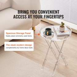 Akryylinen taitettava tarjotinpöytä läpinäkyvä 5 mm pöytälevy X-muotoiset jalat