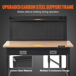 Säädettävä työpöytä tammitaso hiiliteräsrunko 71–100 cm 1219x610 mm 907 kg kantavuus