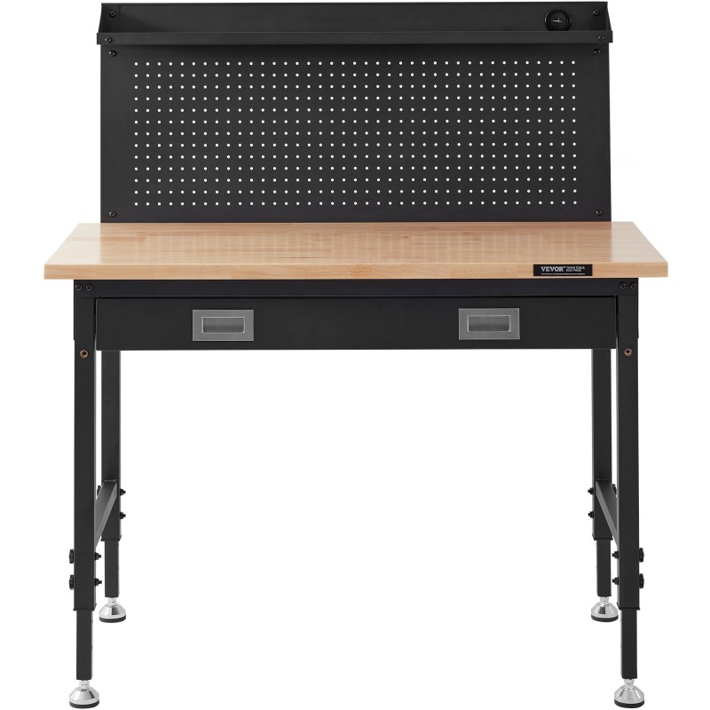 Säädettävä työpöytä tammitaso hiiliteräsrunko 71–100 cm 1219x610 mm 907 kg kantavuus