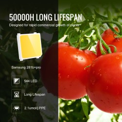 LED-kasvivalaisin 200W täysspektrinen himmennettävä alumiini IP65 ketjutettava sisäkasveille