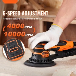 Epäkeskohiomakone 5- ja 6-tuumainen 350 watin harjaton 6 nopeustasoa 20 hiomapaperia pölynpoistoliitännällä