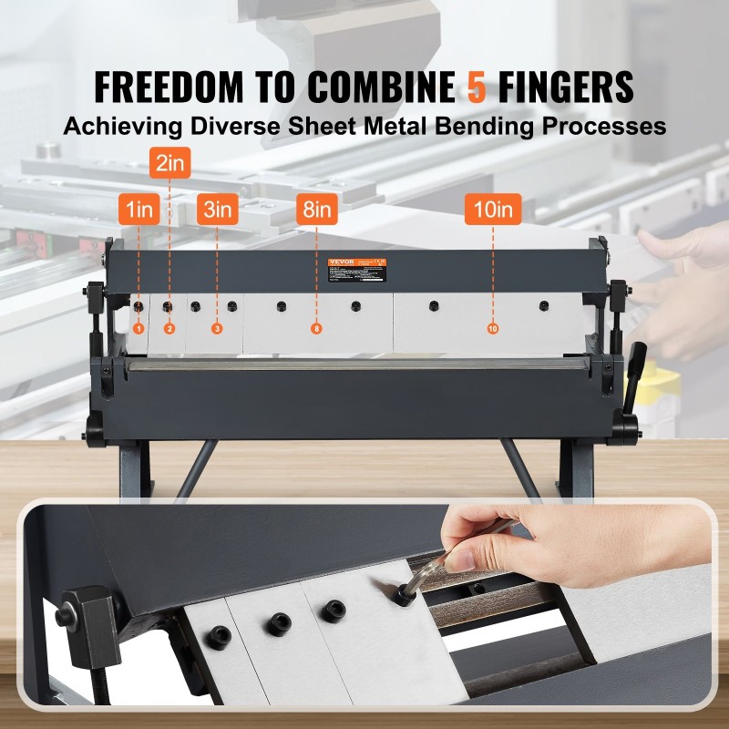 Segmentoitu levytaivutin hiiliteräs 610 mm taivutusleveys 20-luokan teräs ja 14-luokan alumiini