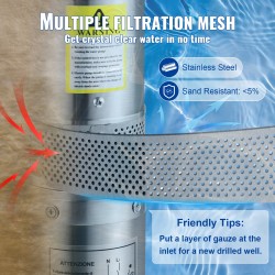 Uppopumppu syväkaivoon ruostumatonta terästä 750W 105 l/min 62 m nostokorkeus