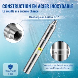 Syvän kaivon uppopumppu ruostumaton teräs 7,6 cm 550 W 35 l/min