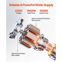 Upotettava syväkaivopumppu ruostumaton teräs 550W 230V 65 l/min 85 m