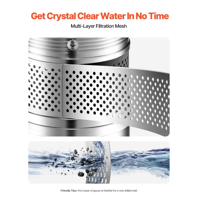 Upotettava syväkaivopumppu ruostumaton teräs 550W 230V 65 l/min 85 m