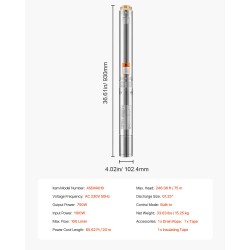 Uppopumppu ruostumattomasta teräksestä 750 watin teho 100 l/min 75 m nostokorkeus