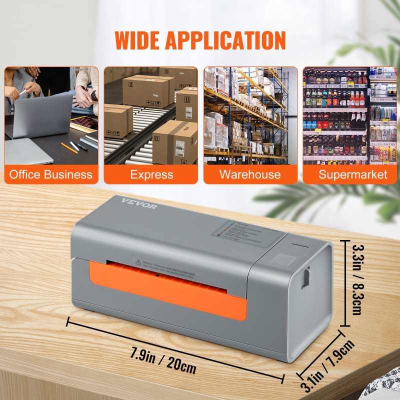 Lämpötarratulostin pöytämallinen 203 dpi 150 mm/s USB-yhteys automaattinen tarrantunnistus 40–108 mm