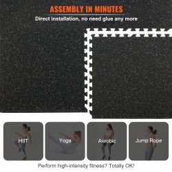 EVA-vaahtomuoviset lukkopalat 6 kpl 610 x 610 x 12 mm harmaa kuntoiluun