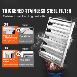 Liesikuvun rasvasuodattimet 430-ruostumatonta terästä 622x493x45 mm 2 kpl ammattikeittiöihin