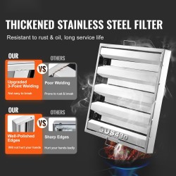 Liesikupusuodatin 430 ruostumaton teräs 493x493x45 mm 1 kpl 4 uralla