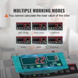 Setelilaskin LED näyttö UV ja MG tunnistus 1000 seteliä minuutissa kantokahvalla