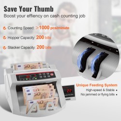 Setelilaskin LED näyttö UV ja MG tunnistus 1000 seteliä minuutissa kantokahvalla